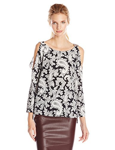 French Connection Women's Paisley Pattern Crepe Top for Casual Parties andEvents, Lightweight and Flowy Design, Size S
