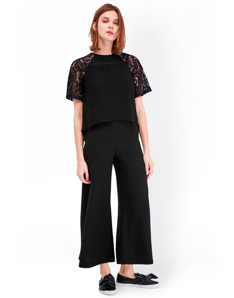 French Connection Women's Taza Lace Top + [Core Keyword: Lace Top] + [Attribute: Feminine] + [Usage Scenario: Evening Ou
