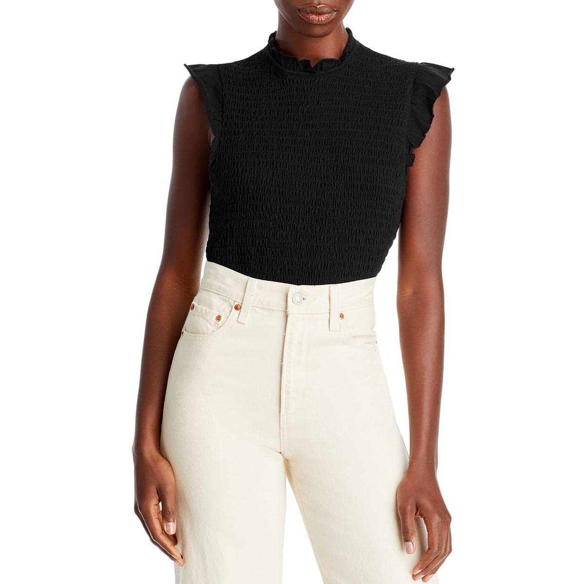 French Connection Women's Perinne Ruffled Smocked Tank Top for Casual Summer Wear | Breathable Back Design | Available i